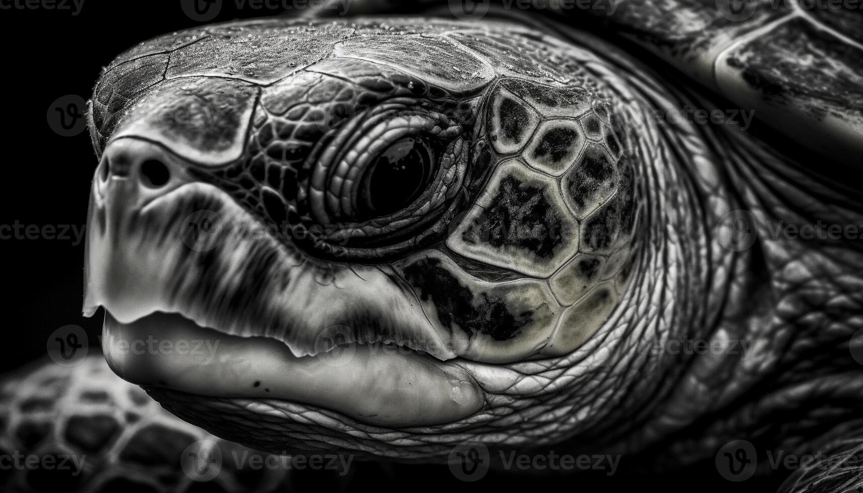 Slow, old turtle shell beauty in nature monochrome pattern generated by AI photo