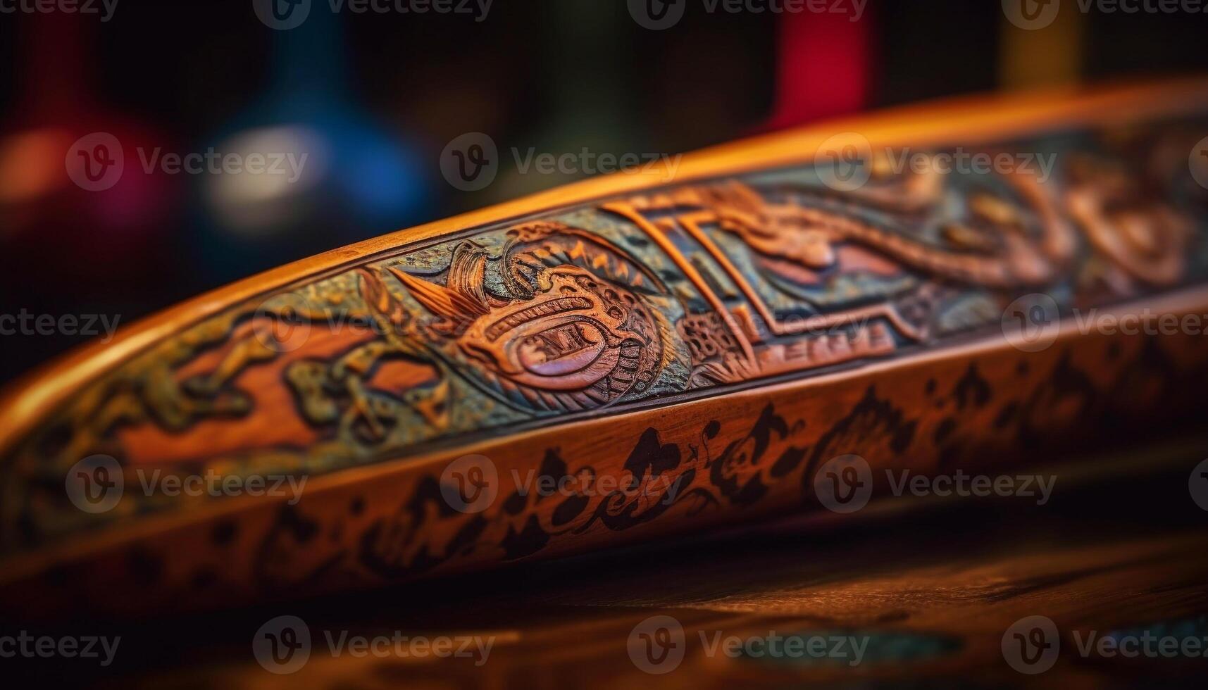 Ancient wood carving, ornate pattern, East Asian culture, spirituality generated by AI photo