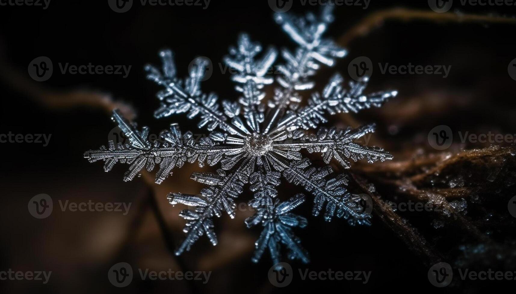Sharp ice crystals on green fir tree, winter celebration decoration generated by AI photo