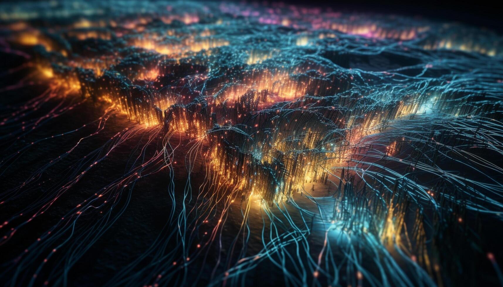 Glowing multi colored galaxy backdrop with abstract shapes and patterns generated by AI photo