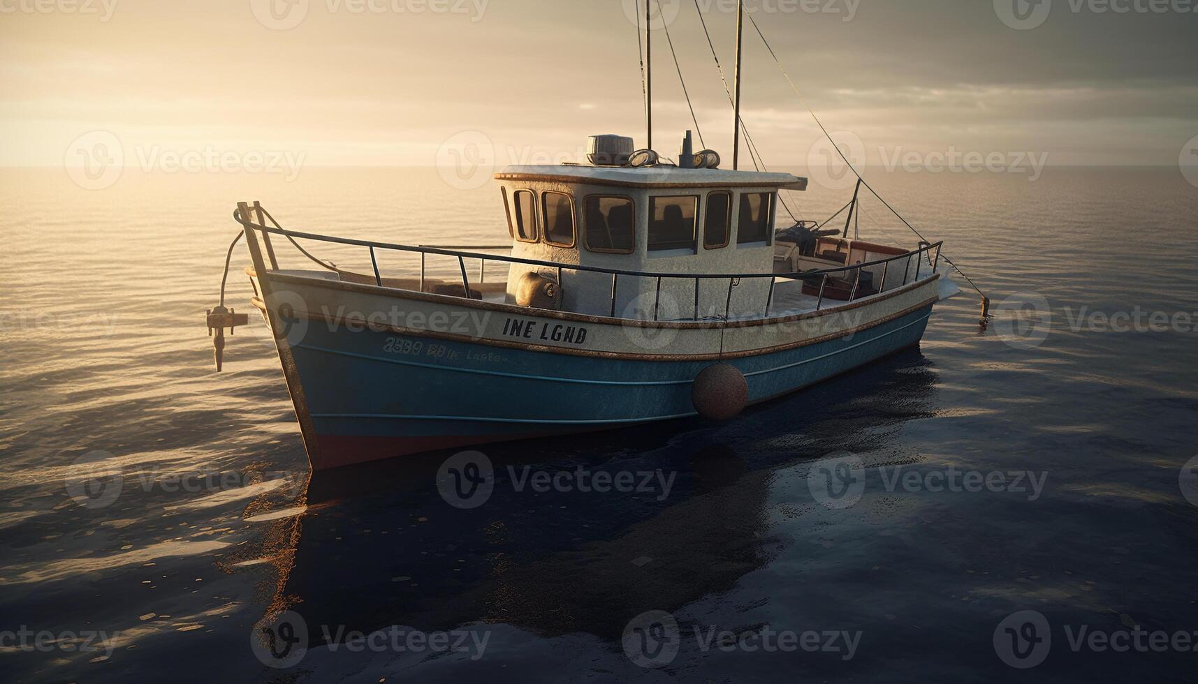 navegación Embarcacion amarrado a comercial muelle, reflejando tranquilo puesta de sol belleza generado por ai foto