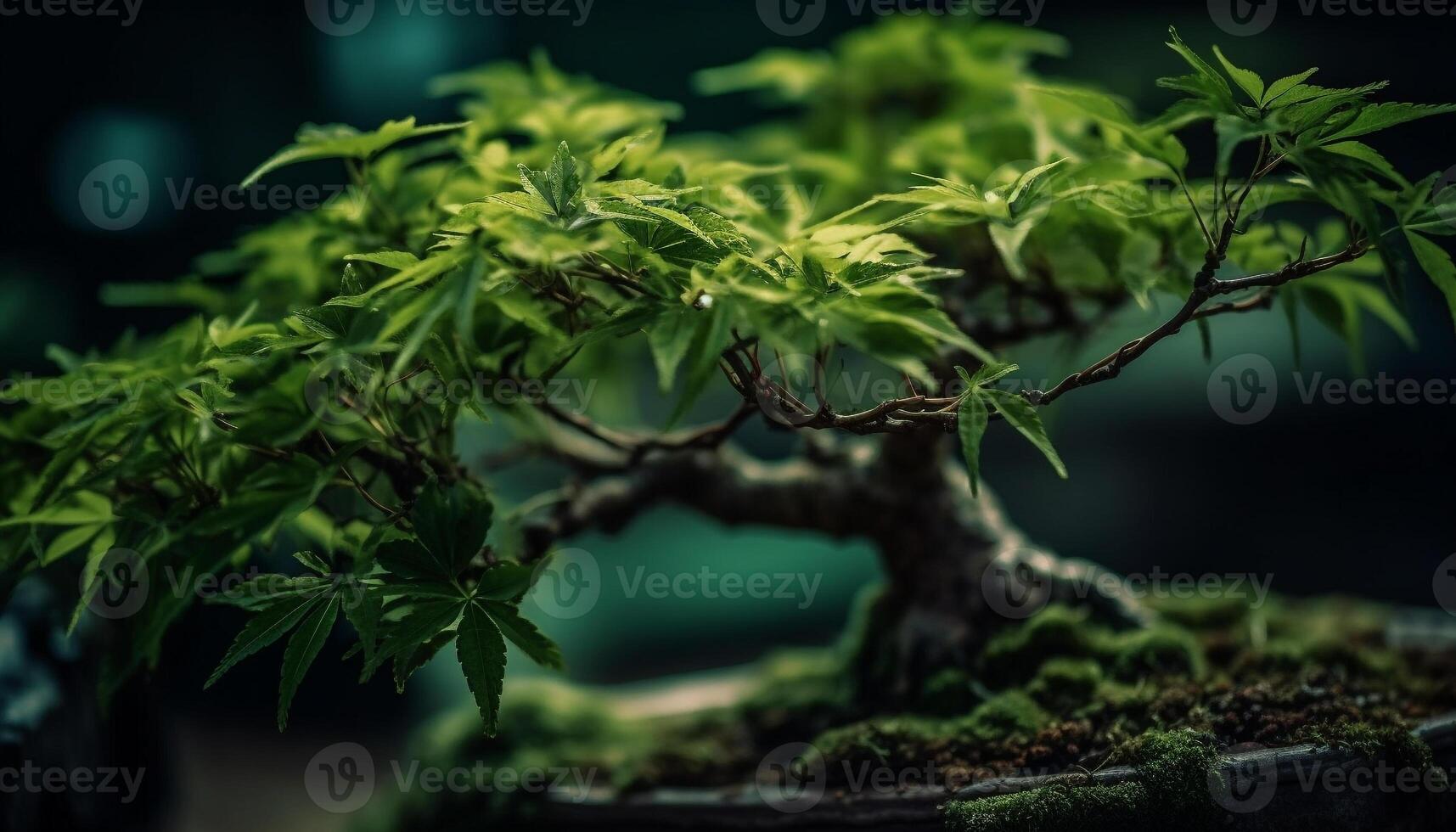 Fresh green leaf on tree branch, symbolizing new life growth generated by AI photo