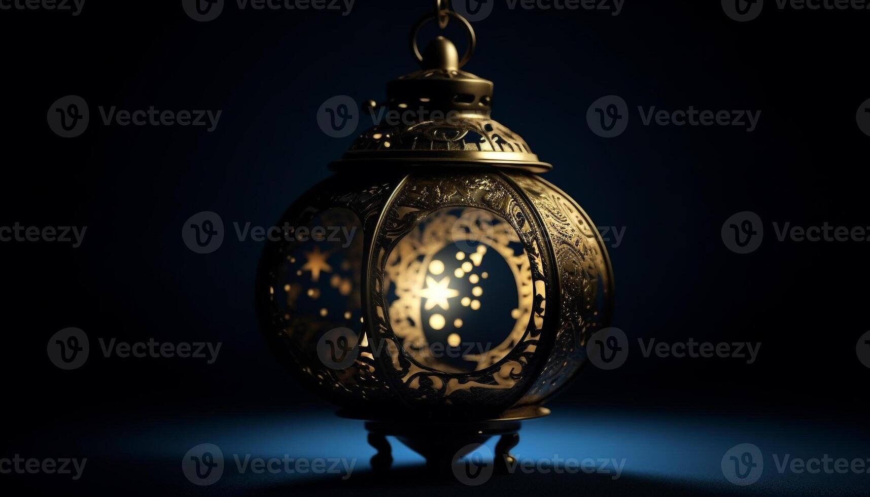 Antique lantern, illuminated with electric lamp, symbolizes ancient cultures generated by AI photo