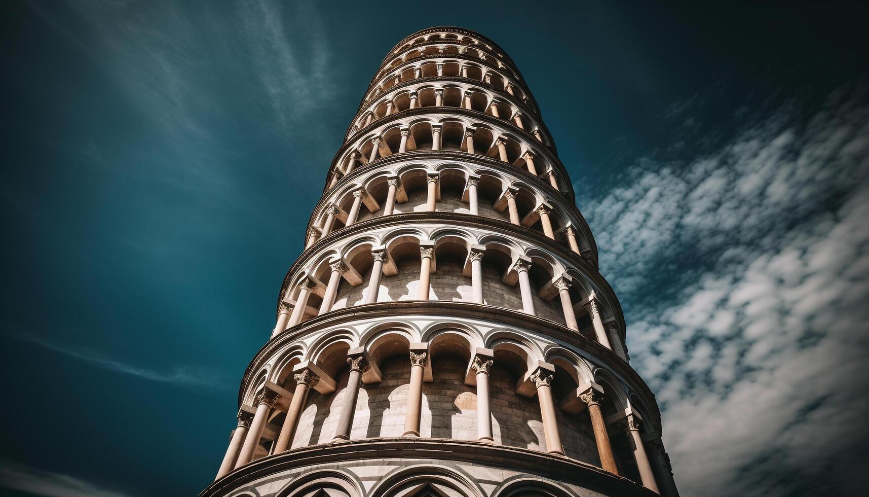 Leaning basilica, ancient miracle, Gothic architecture, Italian culture, national landmark generated by AI photo