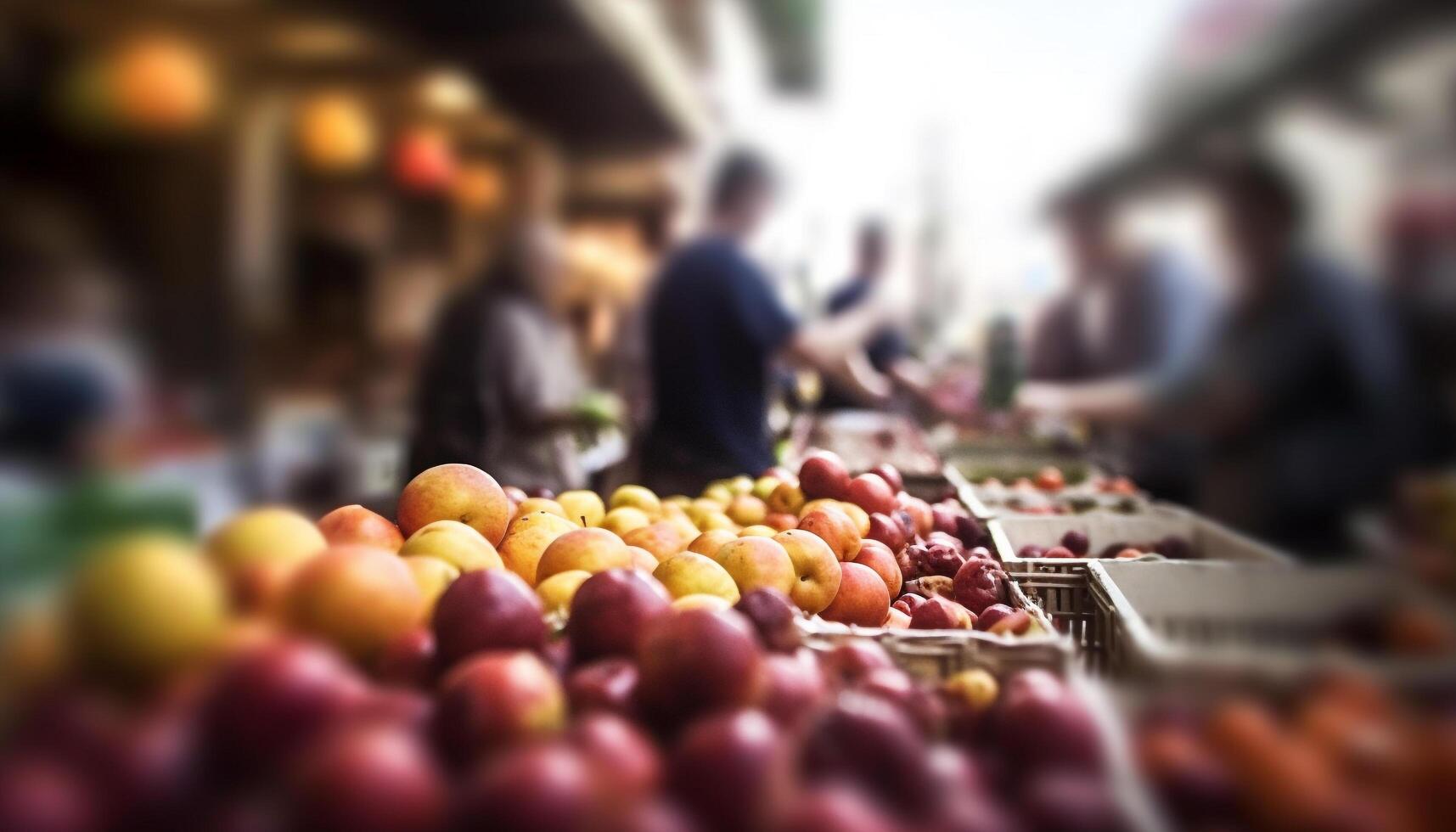 sano comiendo opciones abundar a el vibrante al aire libre agricultores mercado generado por ai foto