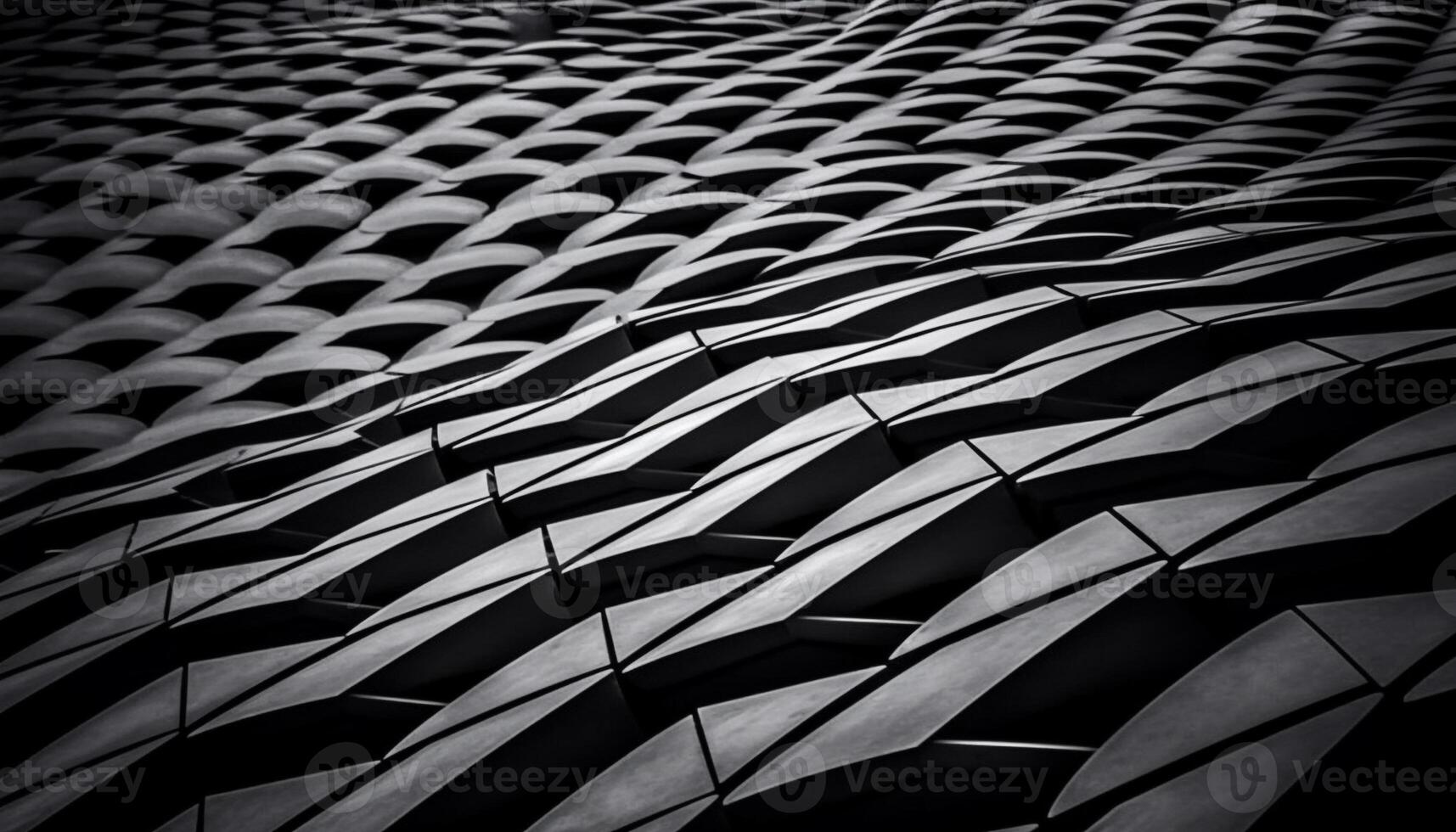 Futuristic architecture in a row, steel shapes contrast cityscape curves generated by AI photo