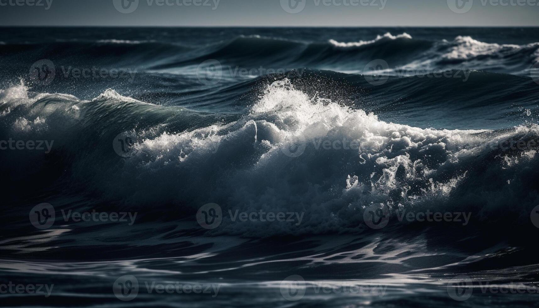 Breaking waves spray beauty in nature abstract motion adventure generated by AI photo