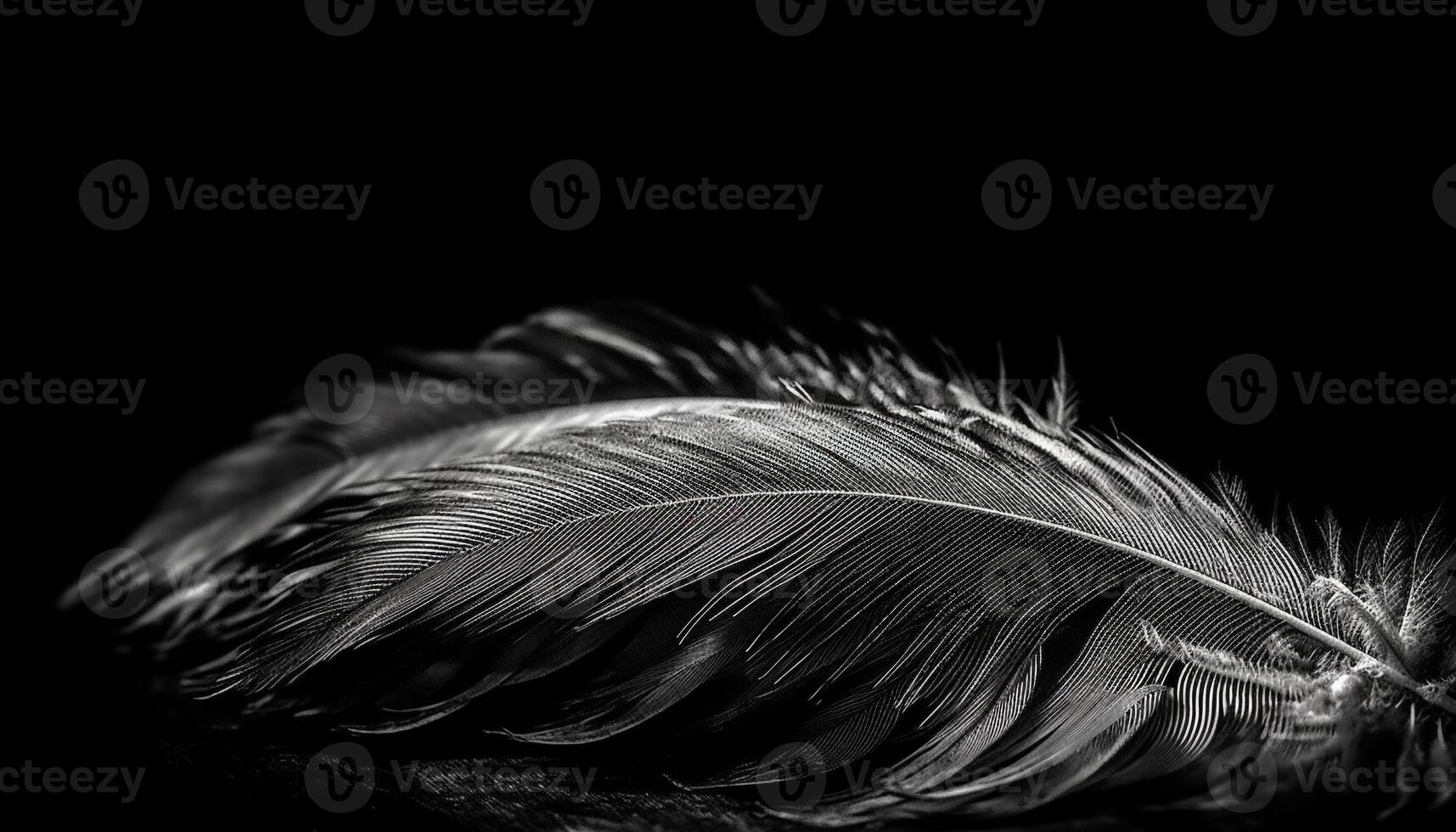 Abstract elegance feather quill pen symbolizes creativity on black background generated by AI photo