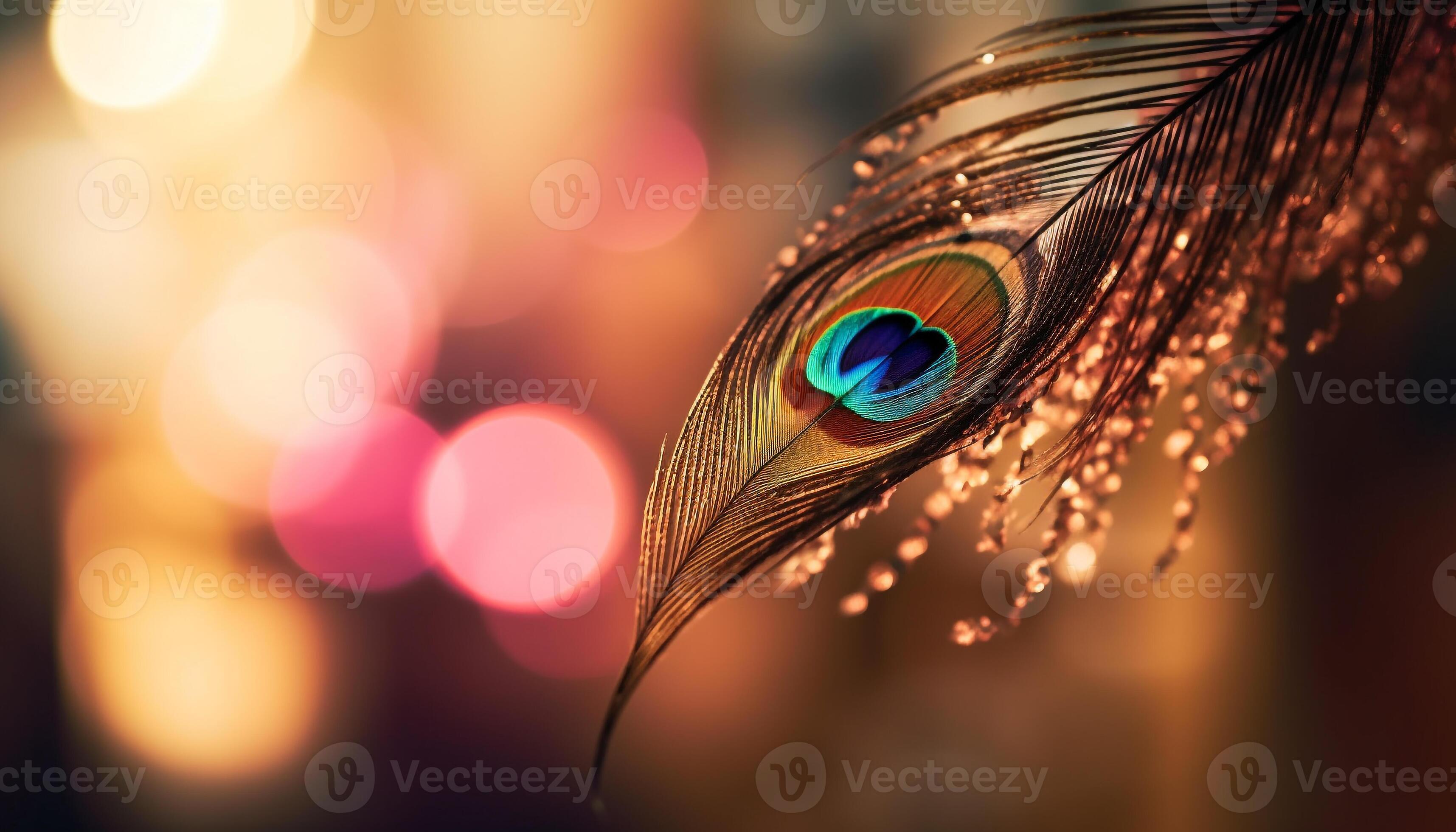 Iridescent peacock feather in vibrant colors on dark backdrop generated by  AI 24583138 Stock Photo at Vecteezy