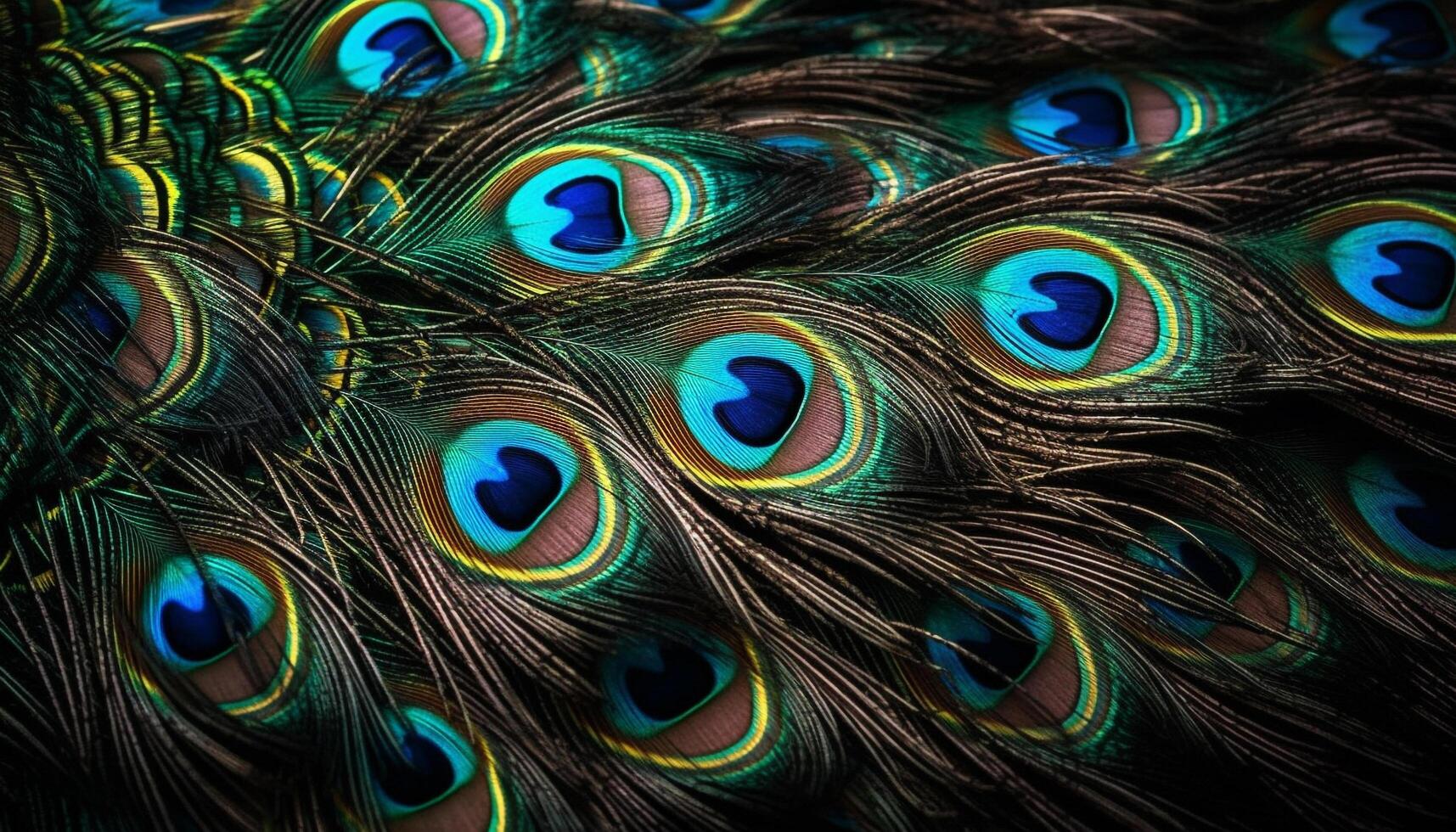 majestuoso pavo real muestra iridiscente belleza en vibrante turquesa y azul generado por ai foto