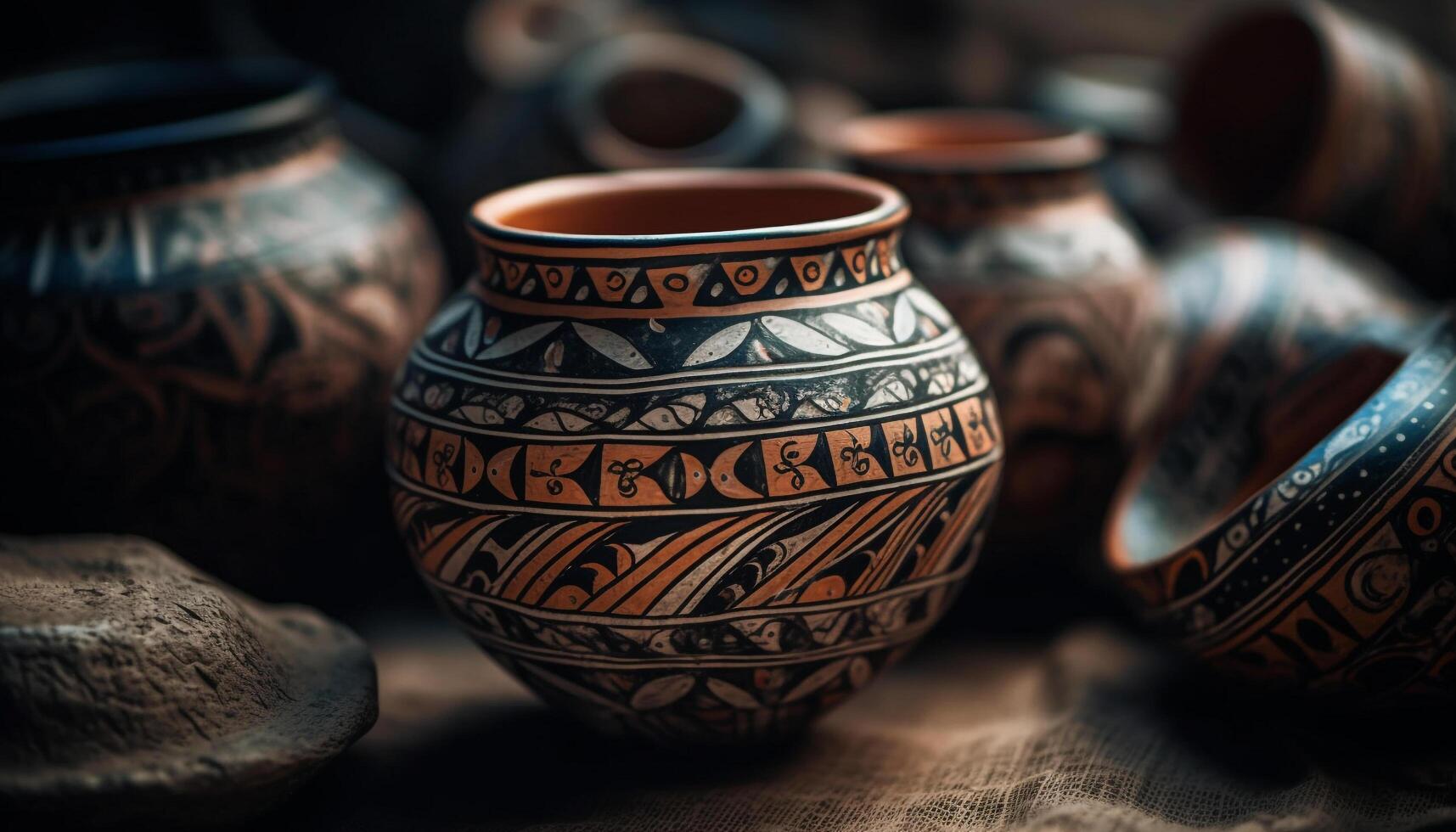 Antique earthenware jug, a souvenir of indigenous cultures' pottery craft generated by AI photo