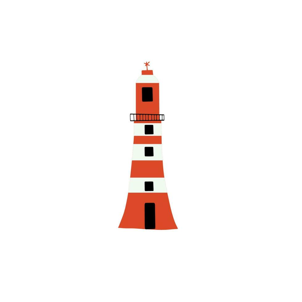 Lighthouse. Coastline architecture building. Beacons with window. Vector illustration