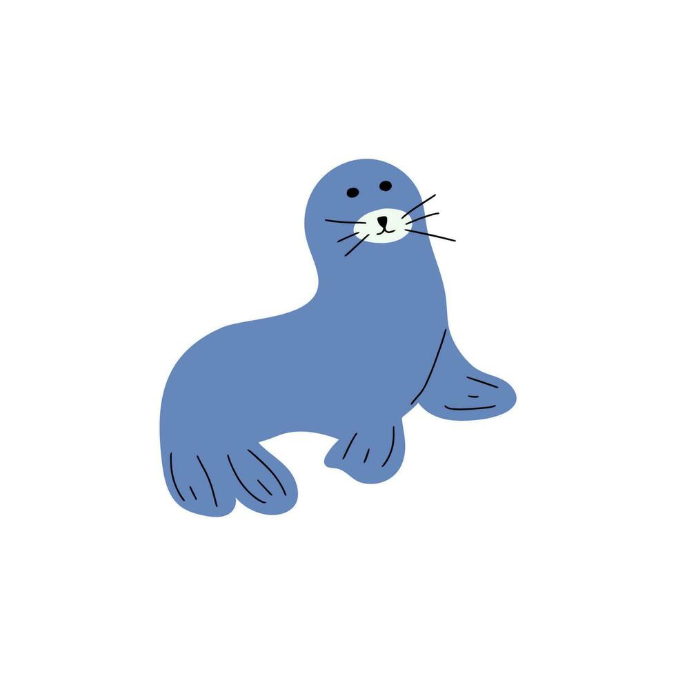 Seal Character sea animal on deep background. Wild life illustration. Underwear world. Vector illustration.