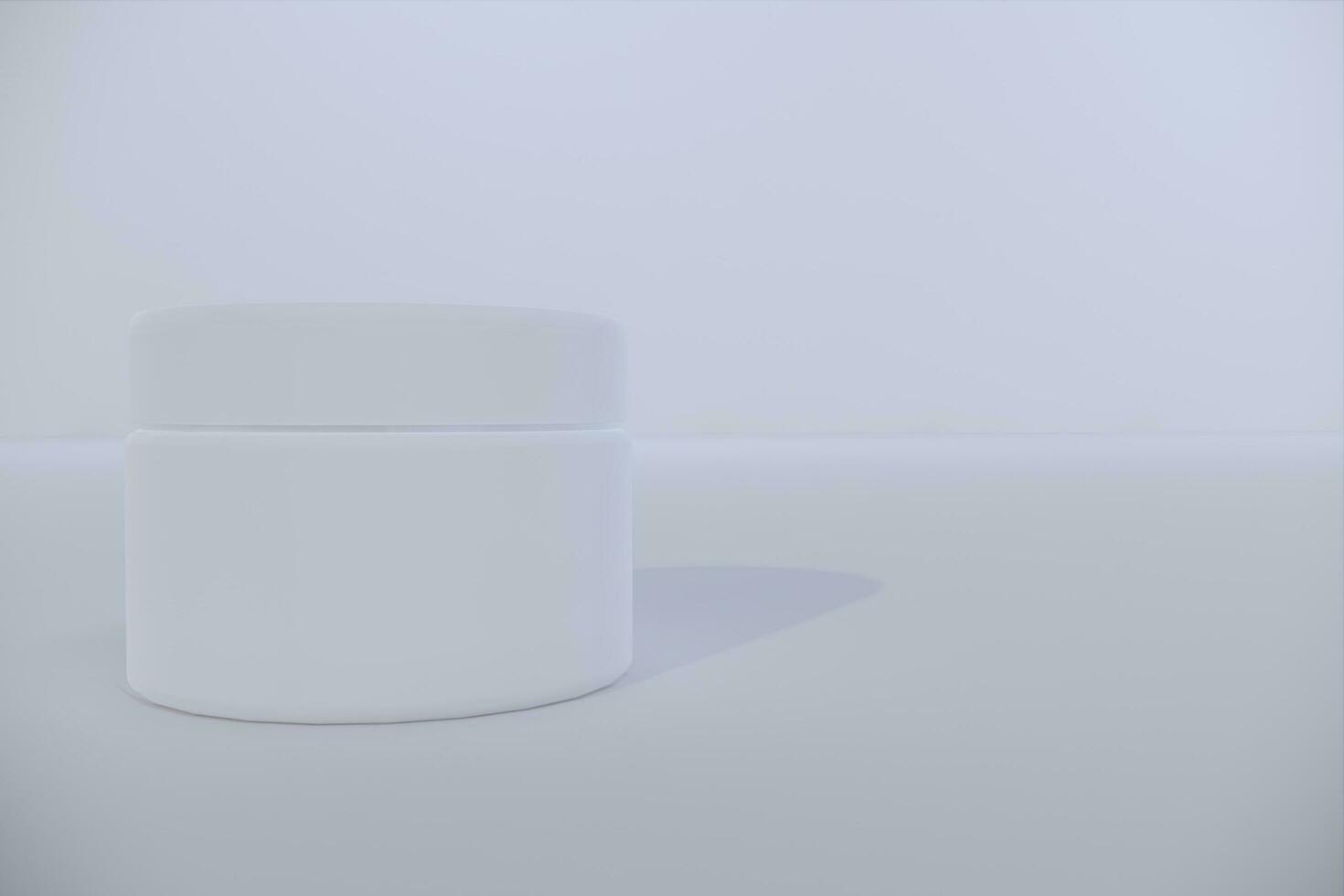 White blank glossy cosmetic plastic jar mock up template on isolated white background, cosmetic container for body cream, gel, butter, bath salt, skin care, powder. 3D illustration photo