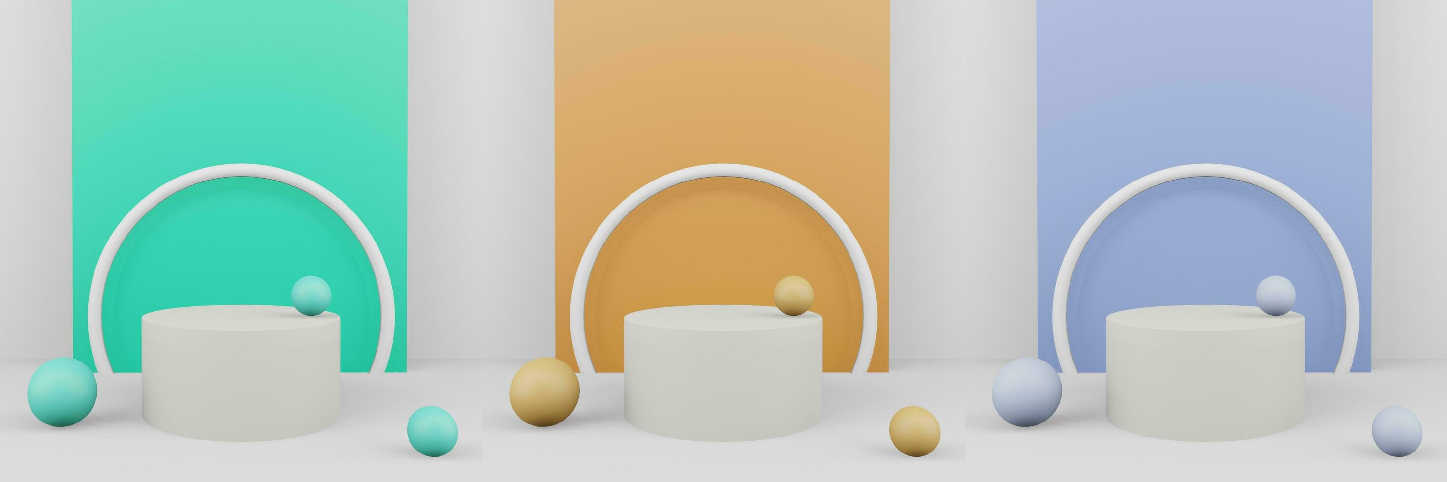 Set of realistic podium, product stage for product presentation 3d rendering photo