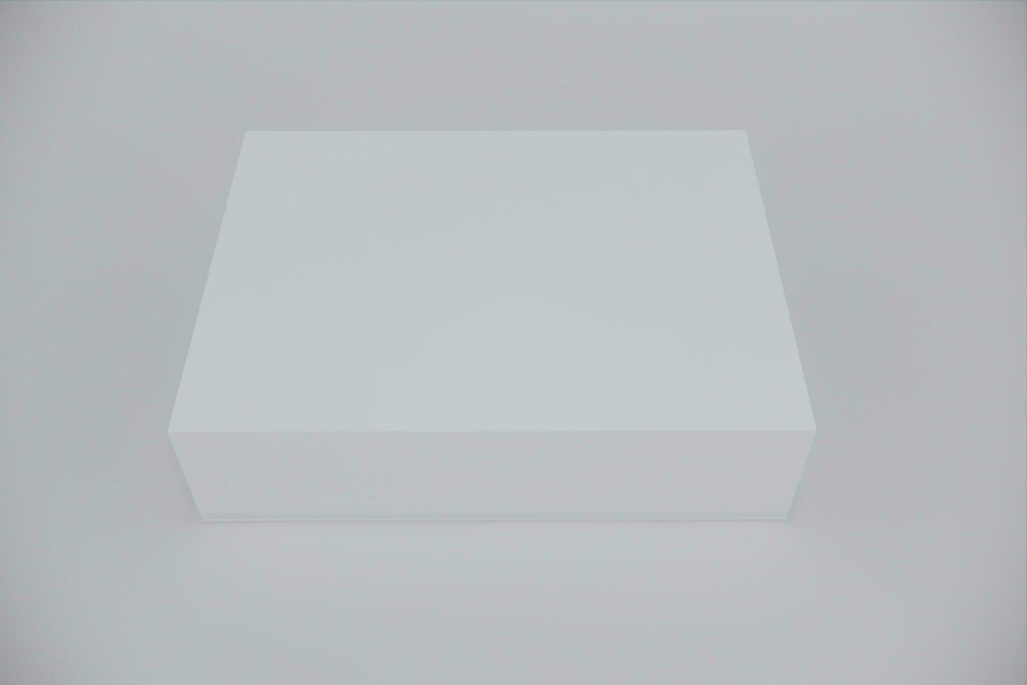 White closed square folding gift box mock up on white background. Side view. 3d illustration. photo