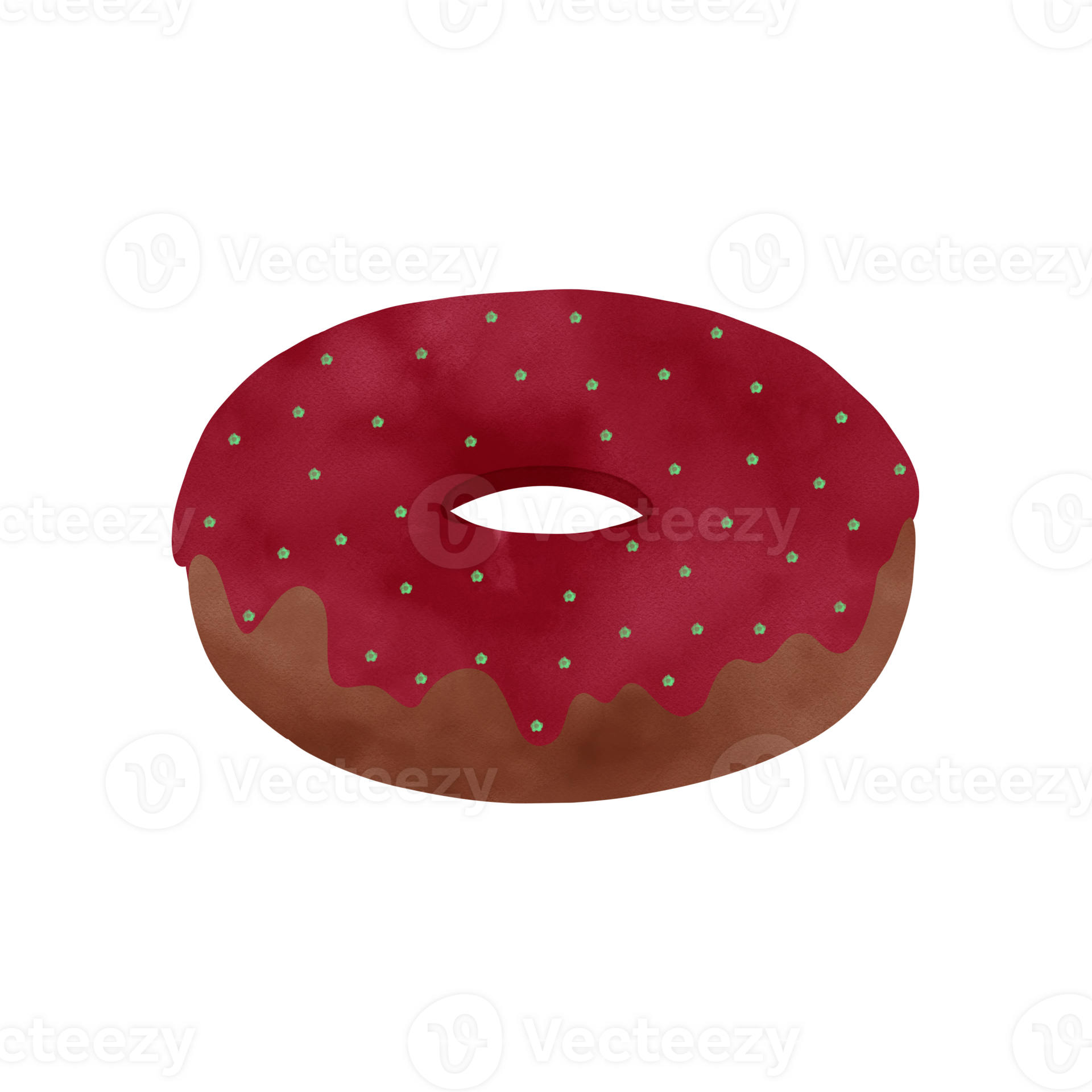 Red Donut illustration decorate green sugar flakes 24583815 PNG