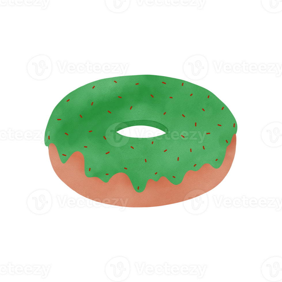 groen donut illustratie versieren rood suiker vlokken png