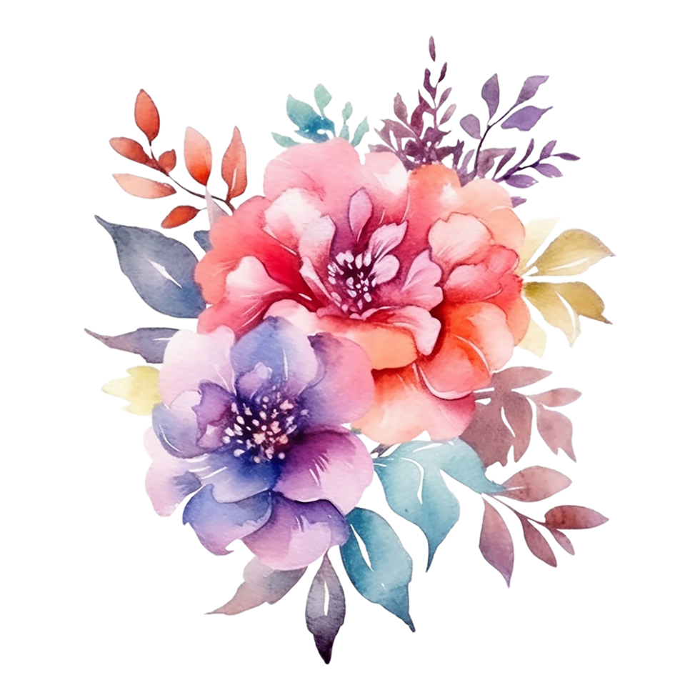 Watercolor Floral Flower Design, Watercolor Flower Arrangements Floral, Watercolor Flower Design, Flower Sublimation Floral Clipart, Wedding Decoration, png