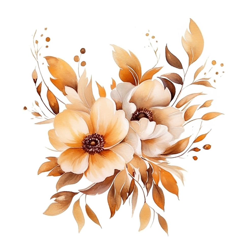 Aquarell Blumen- Blume Design, Aquarell Blume Vereinbarungen Blumen, Aquarell Blume Design, Blume Sublimation Blumen- Clip Art, Hochzeit Dekoration, ai generiert png