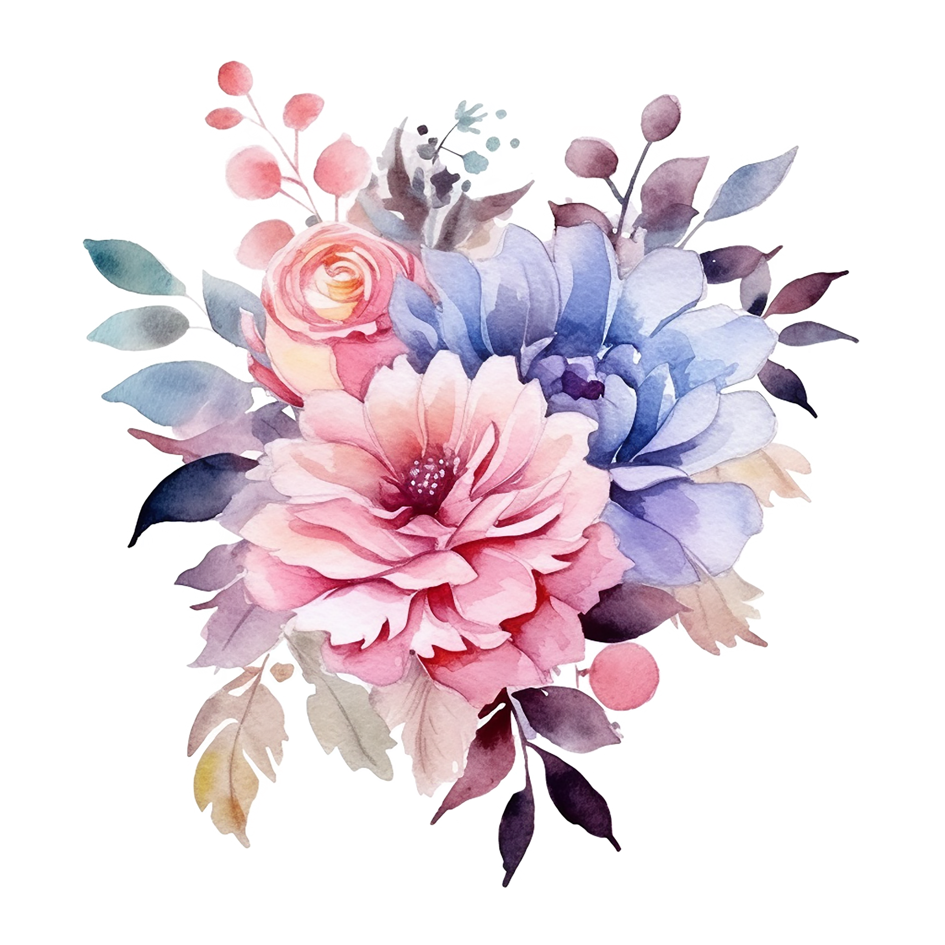 Watercolor Floral Flower Design, Watercolor Flower Arrangements Florals,  Watercolor Flower Design, Flower Sublimation Floral Clipart, Wedding  Decoration, AI Generated 24583897 PNG