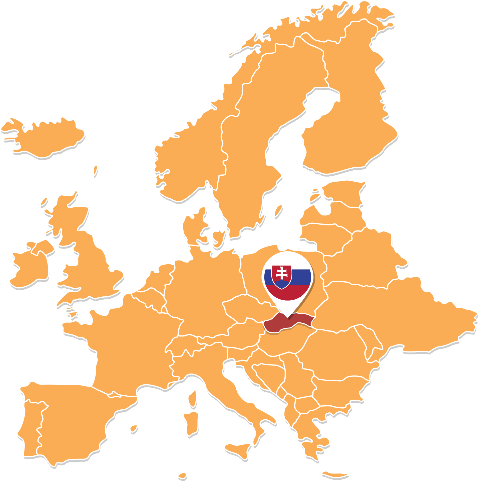 Slovakia map in Europe, Slovakia location and flags. 24584095 PNG
