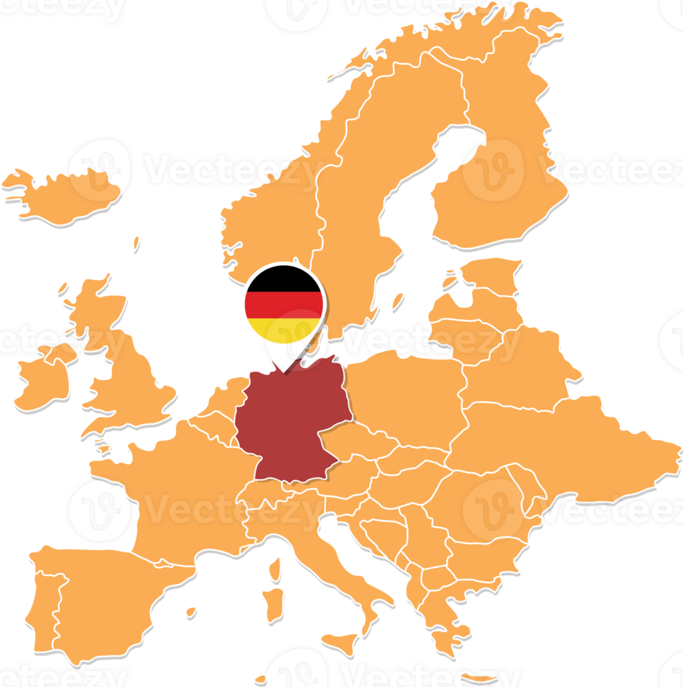 Alemanha mapa dentro Europa, Alemanha localização e bandeiras. png