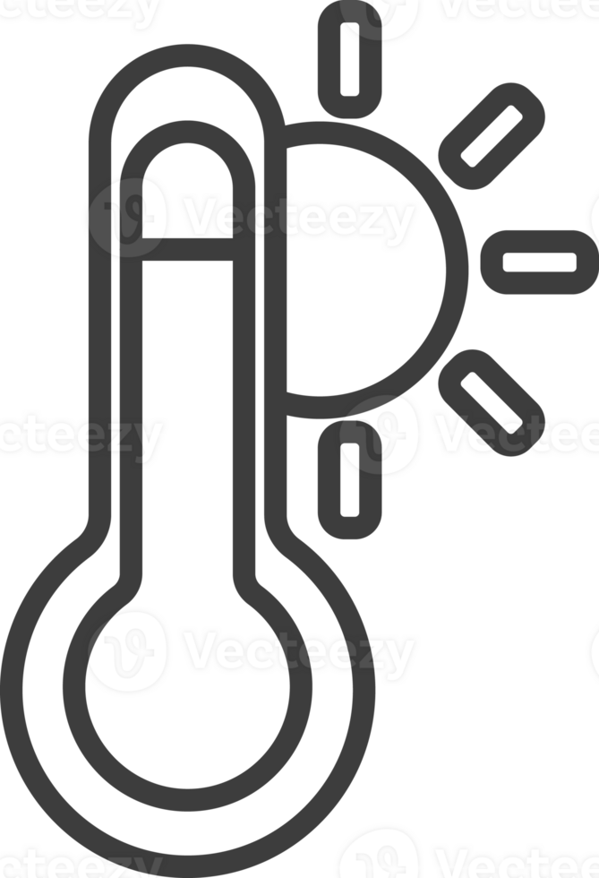 thermometer, hot thin line icon, Weather icon set. png