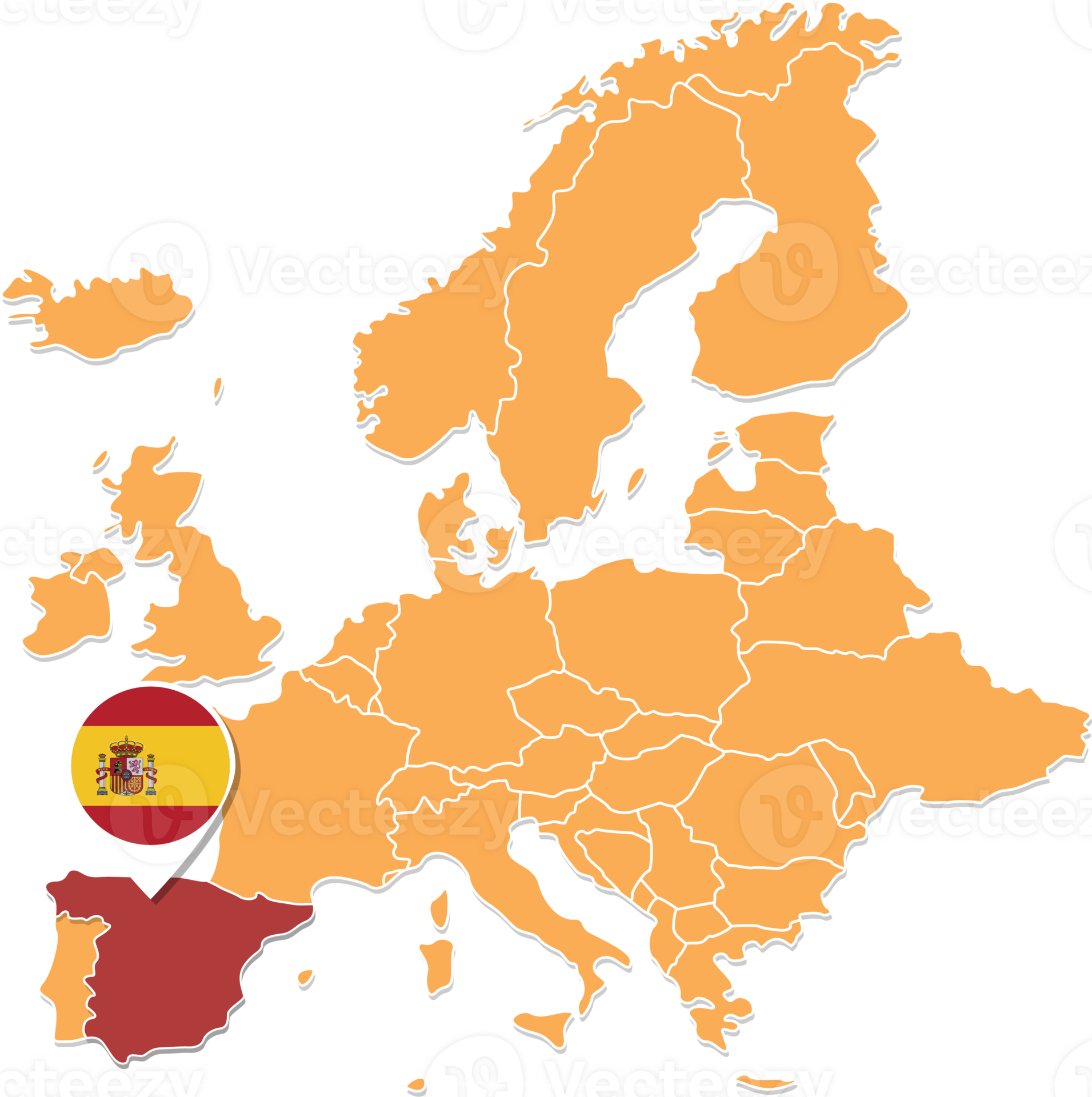 Spain Map In Europe Spain Location And Flags 24584124 PNG Spain Map In Europe Spain Location And Flags Png 
