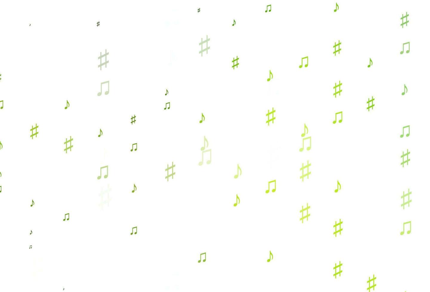 telón de fondo de vector verde claro con notas musicales.