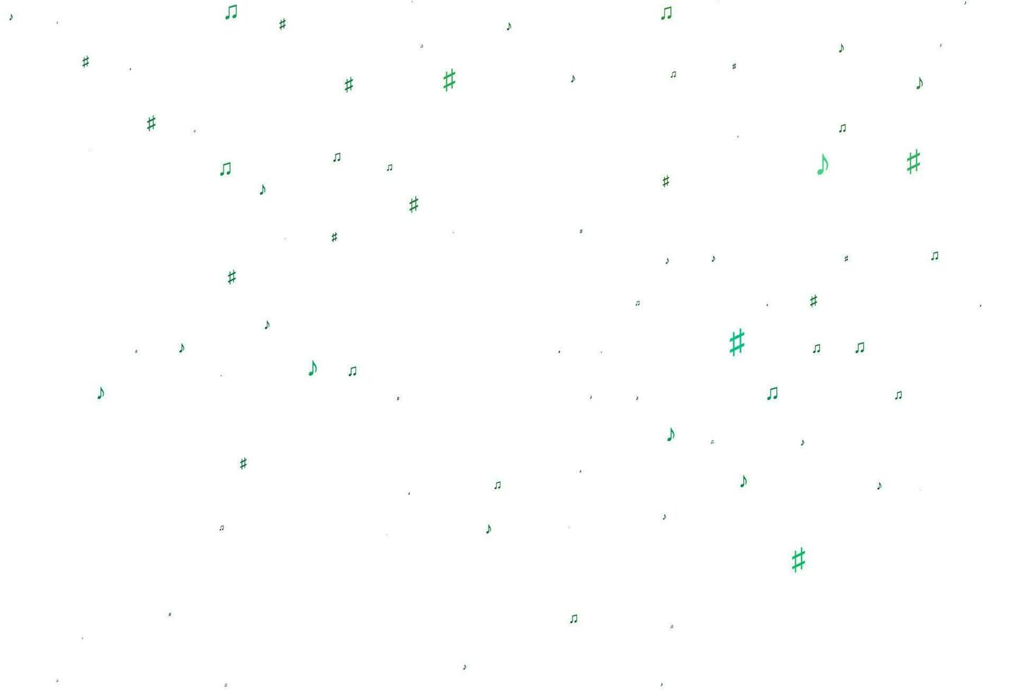 fondo de vector verde claro con símbolos musicales.