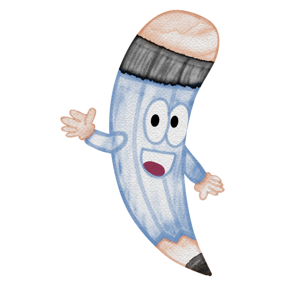 Cute Watercolor Blue Pencil png