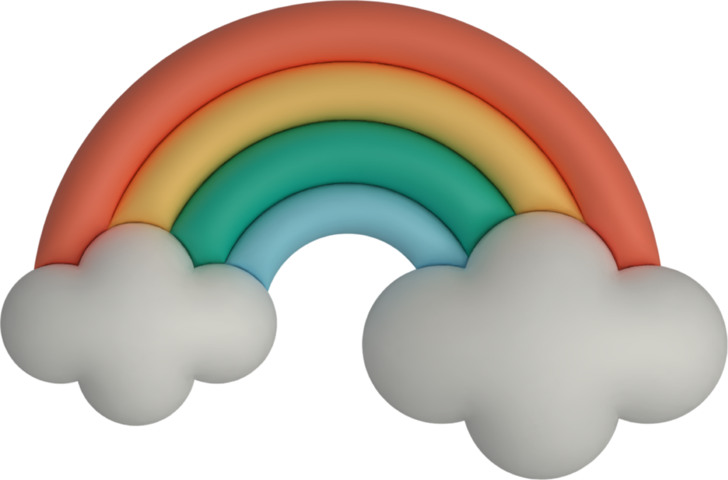 3d rainbow and clouds png