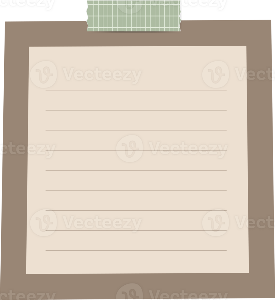brown sticky note with green washi tape png