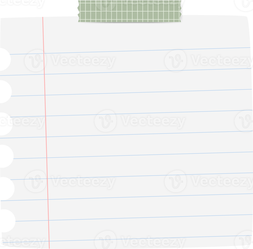 white sticky note with green washi tape png