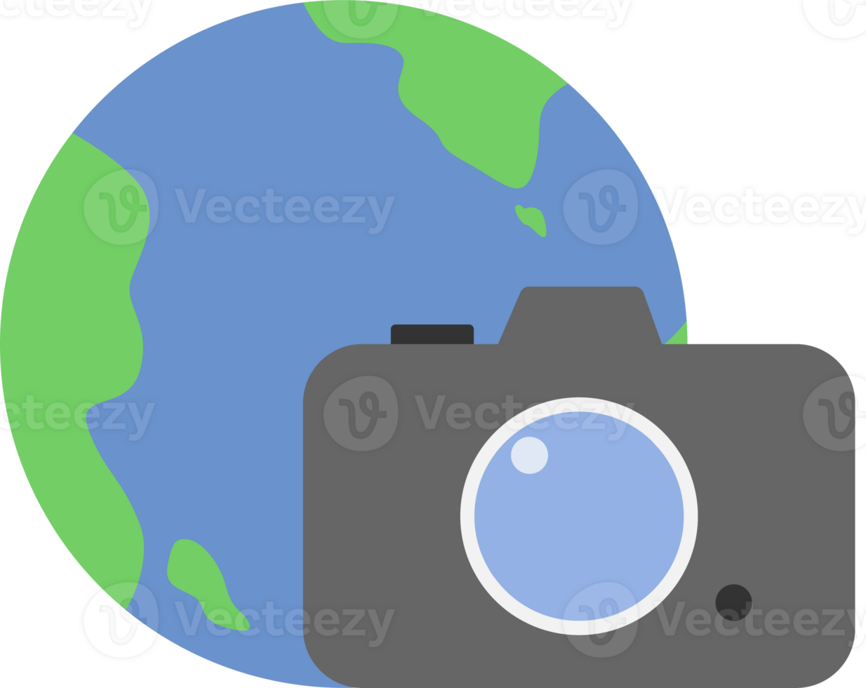 camera with earth travel icon png