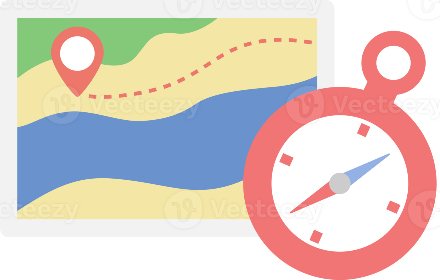 rot Stift Kennzeichen auf das Karte mit Kompass Reise Symbol png