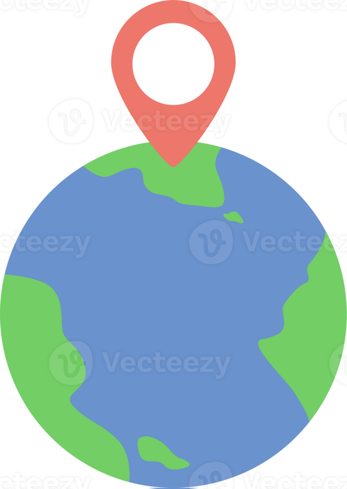 de värld med röd stift mark resa ikon png