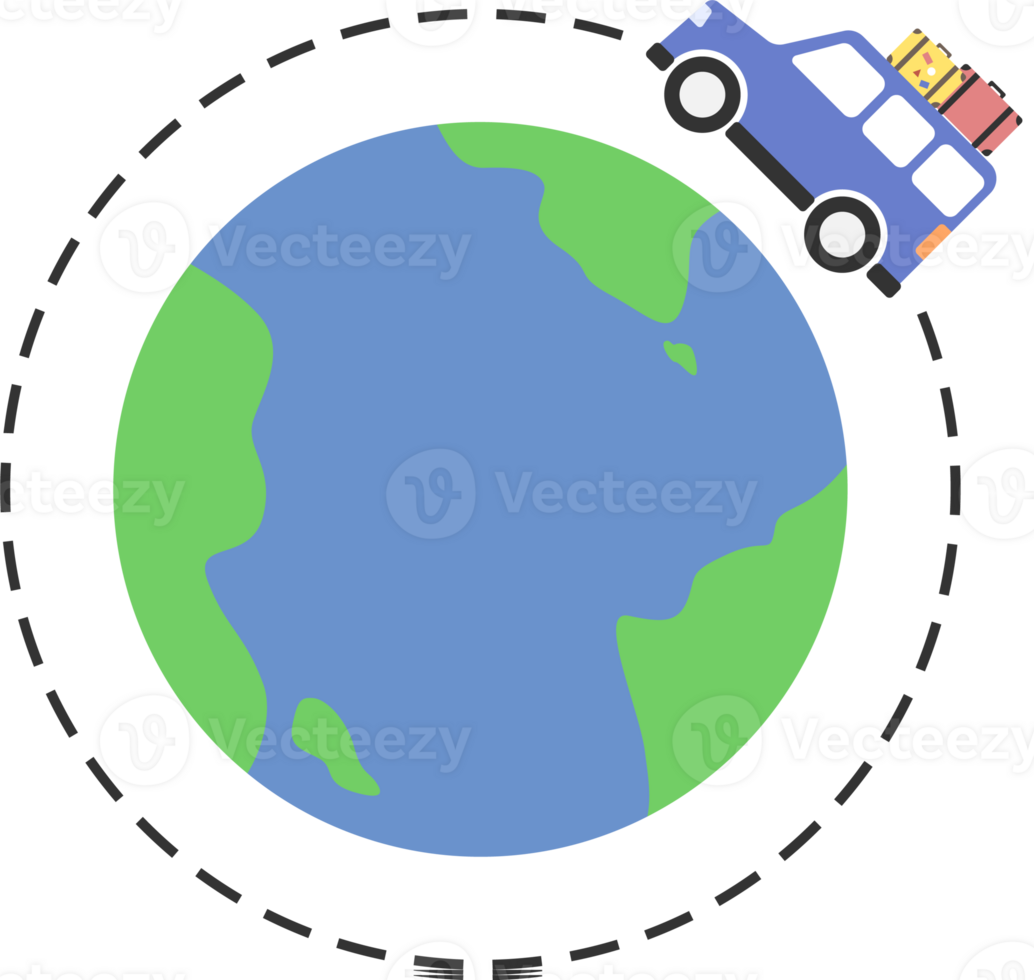 car traveling around the world travel element png