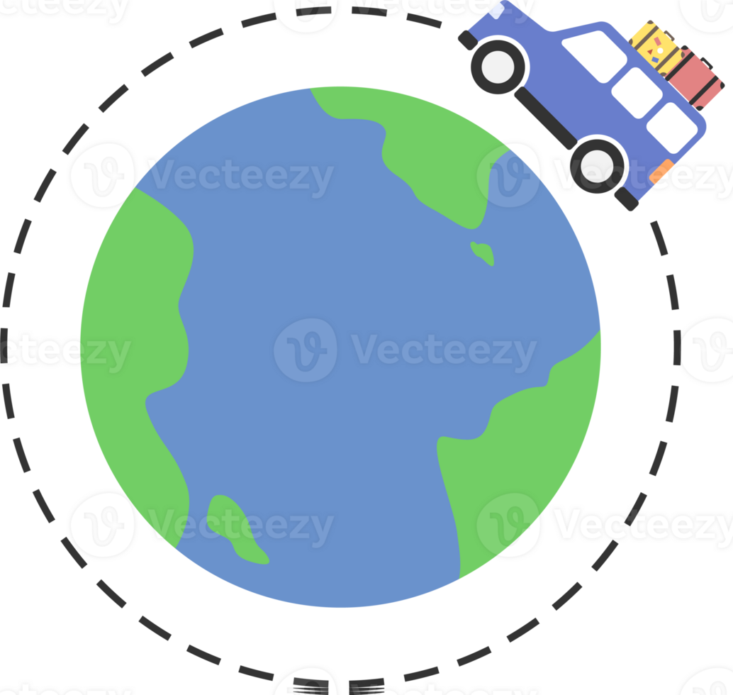 bil reser runt om de värld resa element png