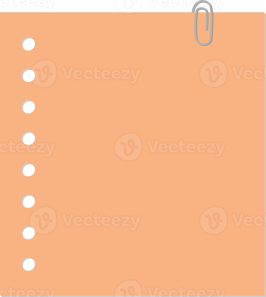 orange blank sticky note with paper clip png