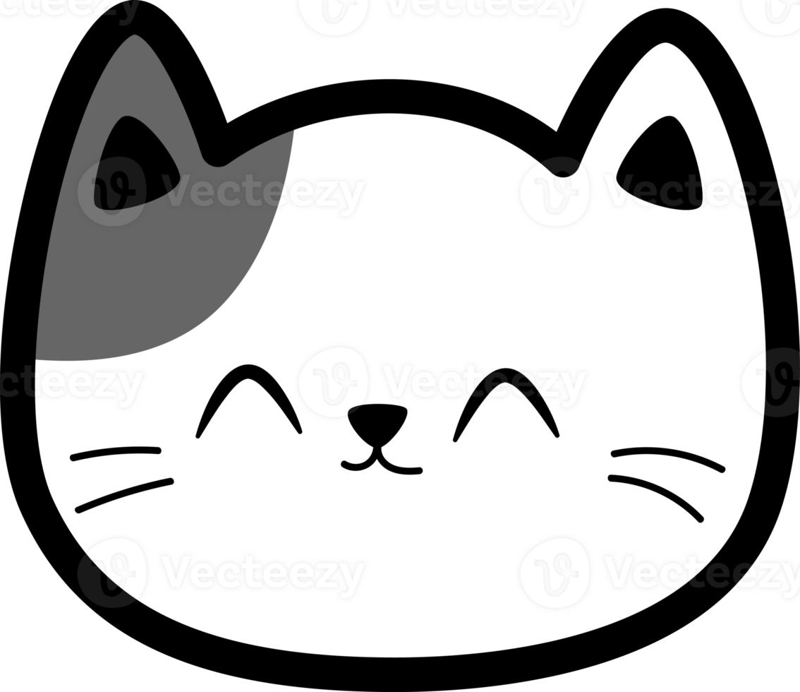 cute cat face flat design cartoon element illustration png