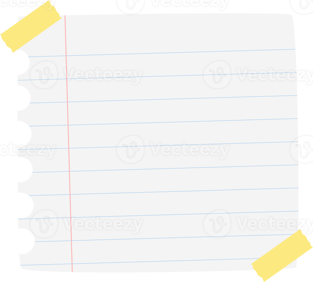 white sticky note with yellow washi tape png