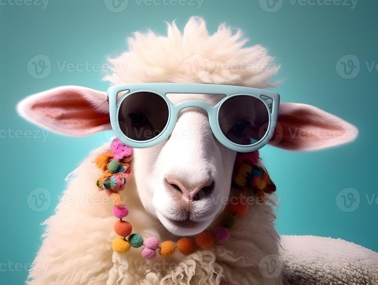 Fashionable sheep with eyeglasses. photo