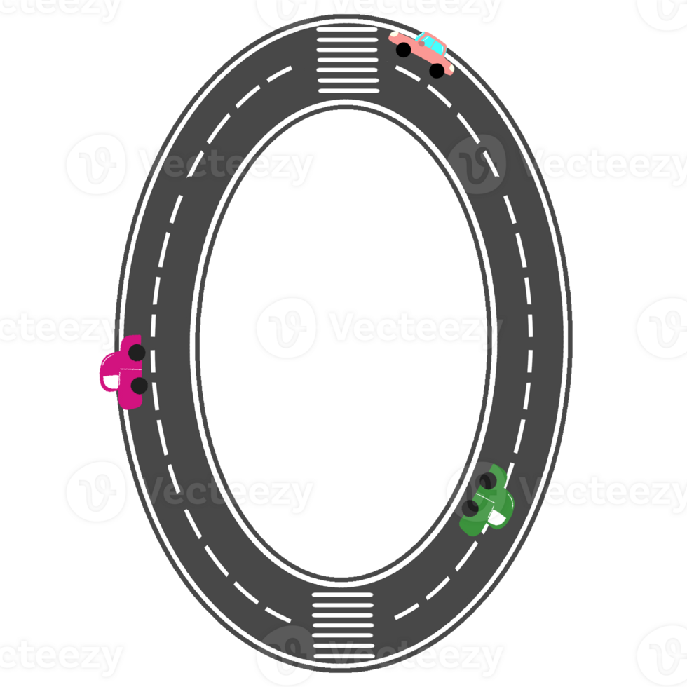A number zero with road style png