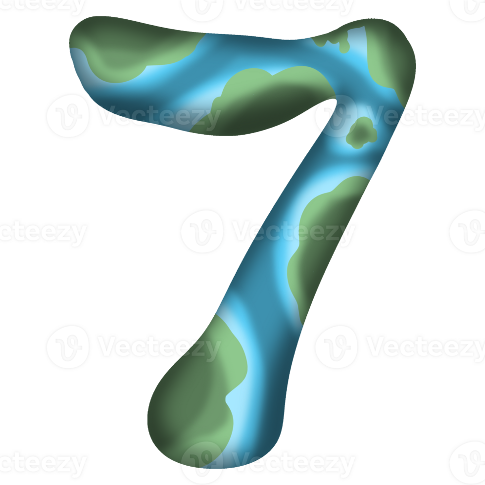 Numbers with earth pattern png
