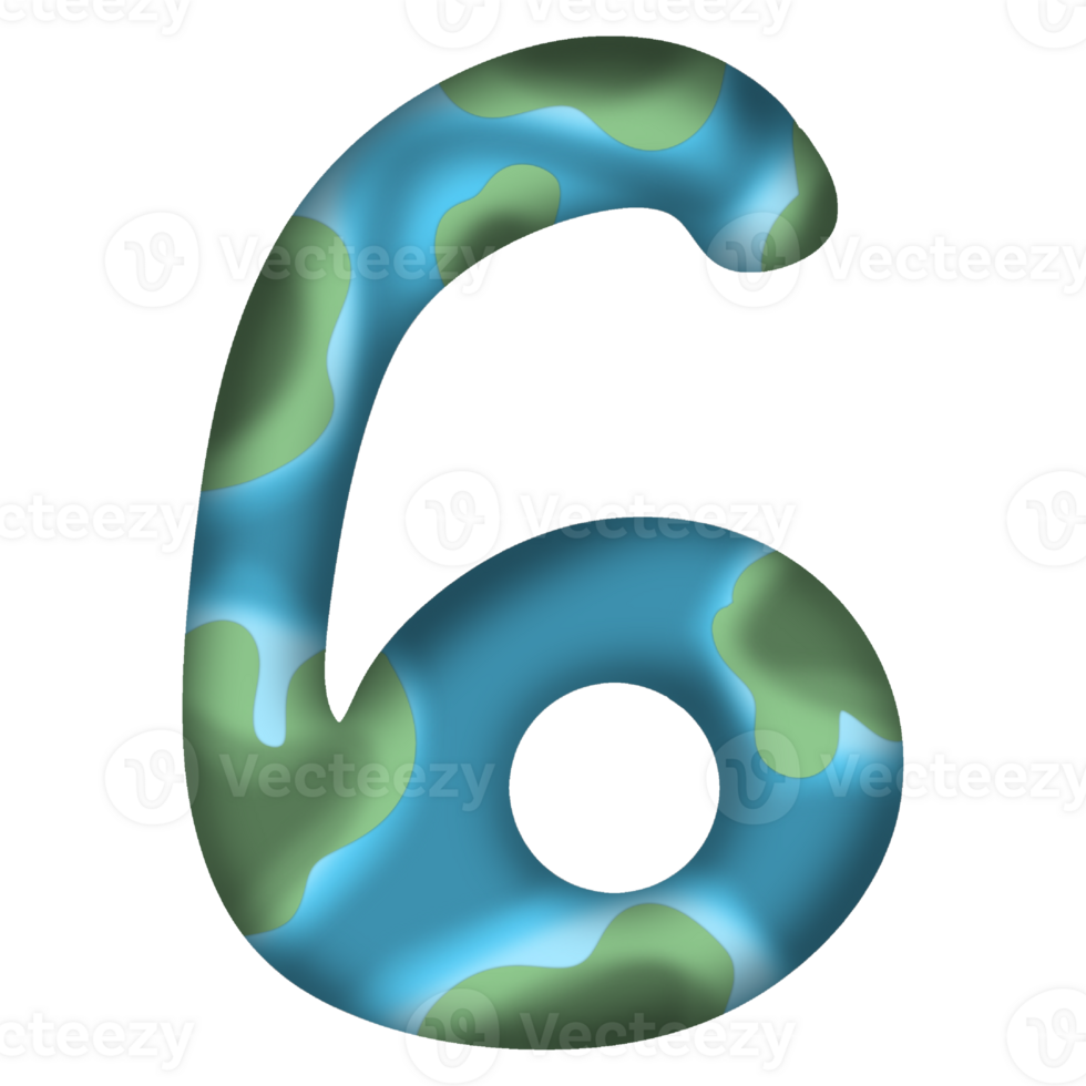 Numbers with earth pattern png