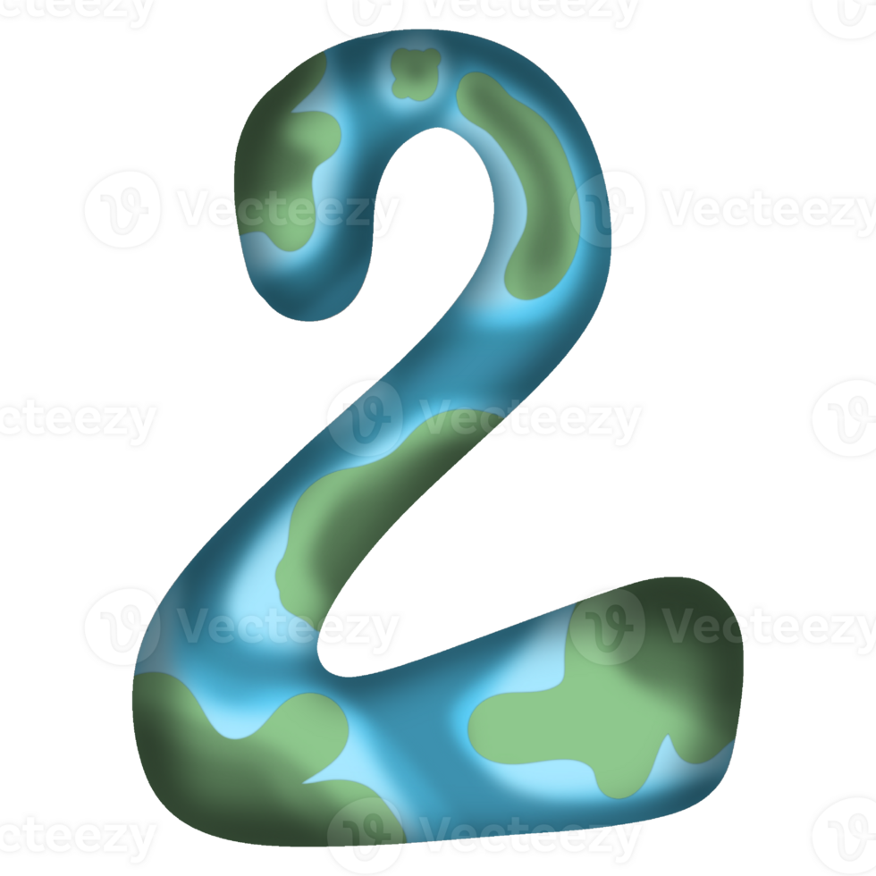 Numbers with earth pattern png