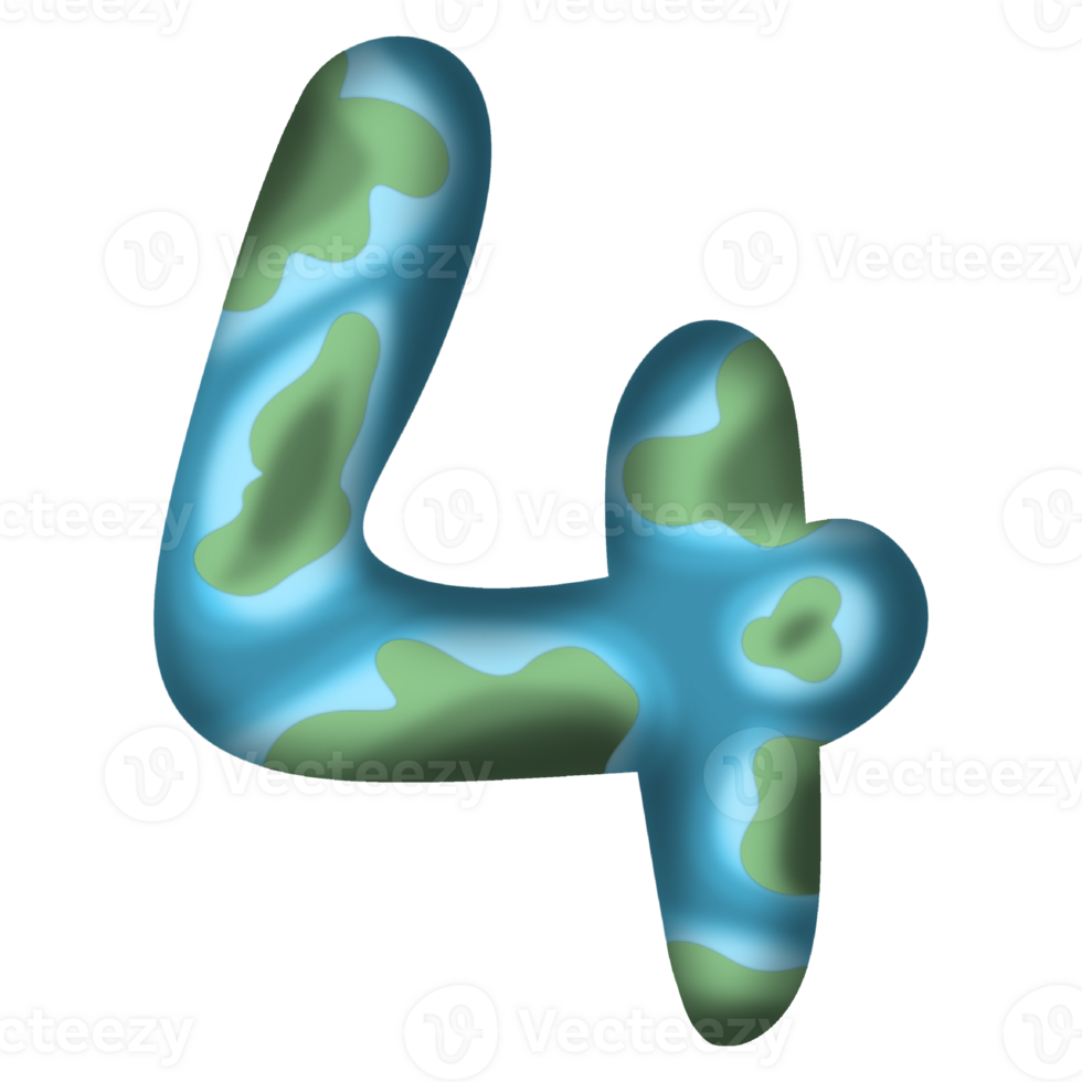 Numbers with earth pattern png