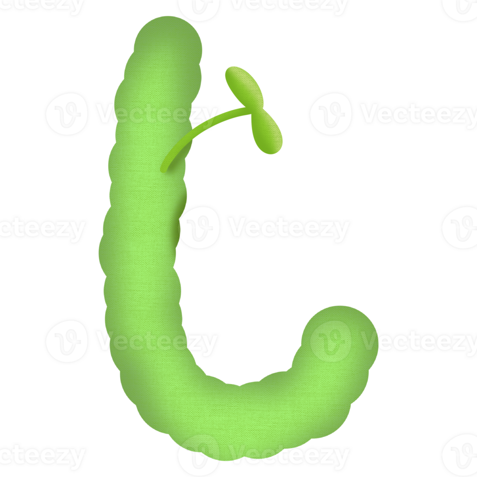 Green english alphabet and little tree png